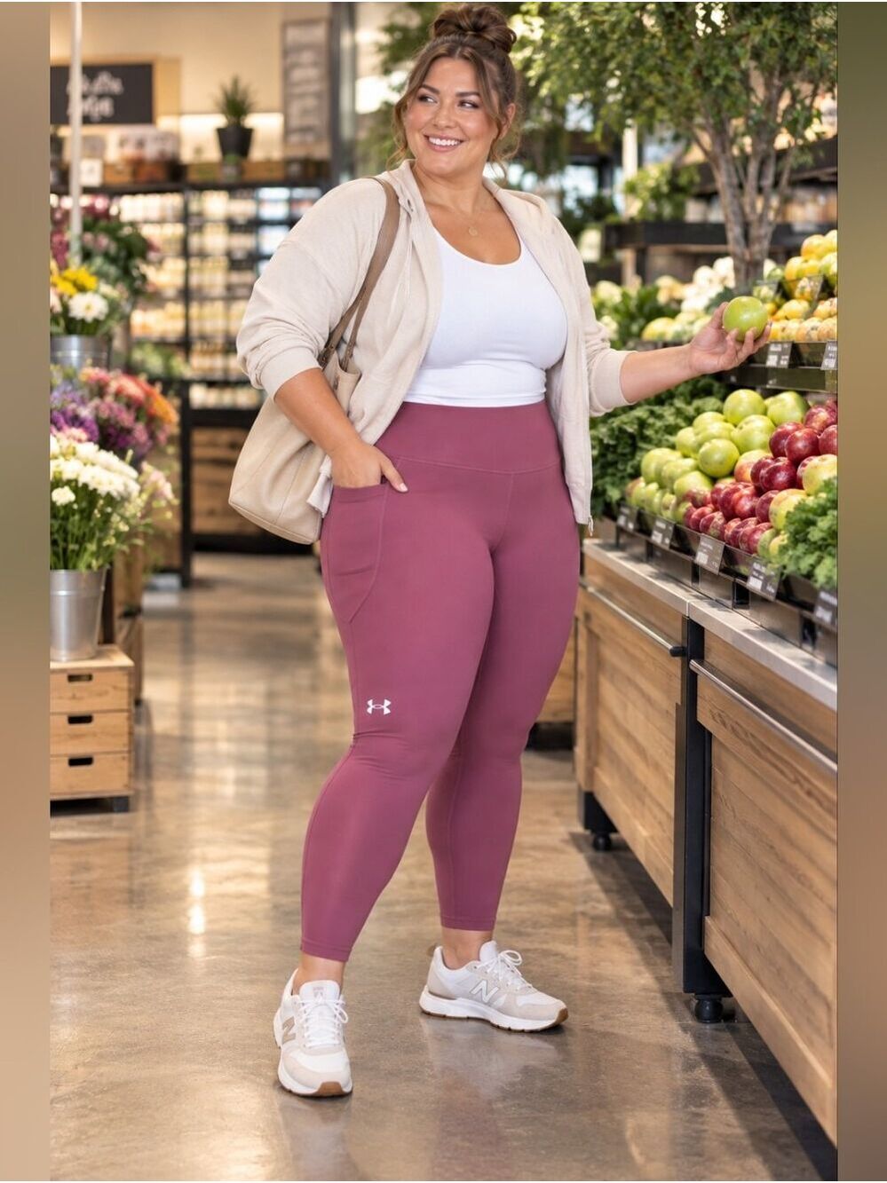 Under Armour Tech HeatGear Fuchsia Ankle Leggings 1X Athleisure Gym Workout - Picture 9 of 11